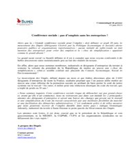13/09 Conférence sociale : pas d'emplois sans les entreprises !